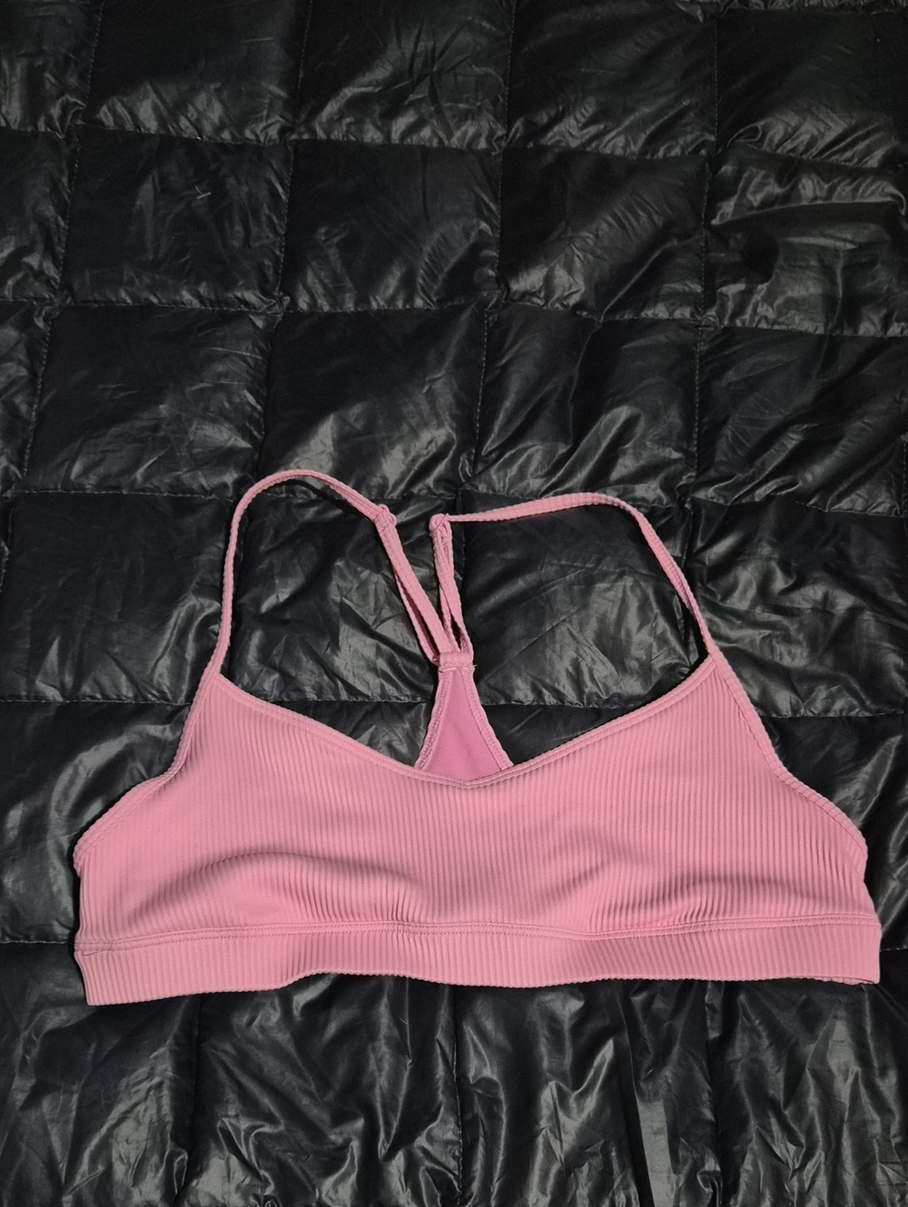 Roxy Pink Ribbed Racerback Sports Bra